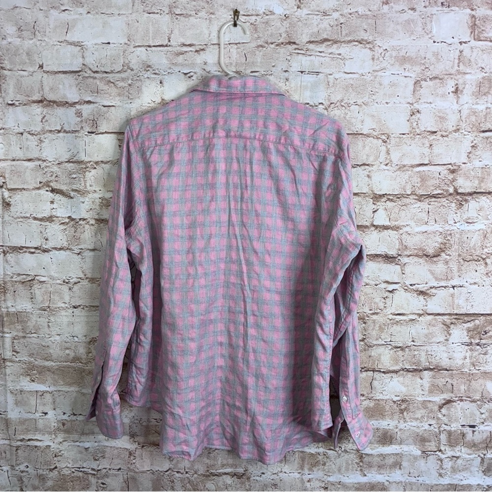 Frank & Eileen Eileen Relaxed Button Up Shirt in Pink Gray Plaid Size Medium - Picture 3 of 5